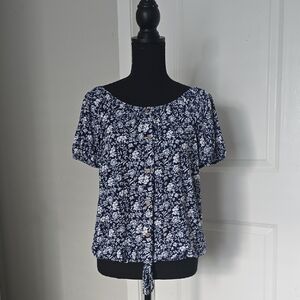 NAIF Navy Blue Floral Blouse
